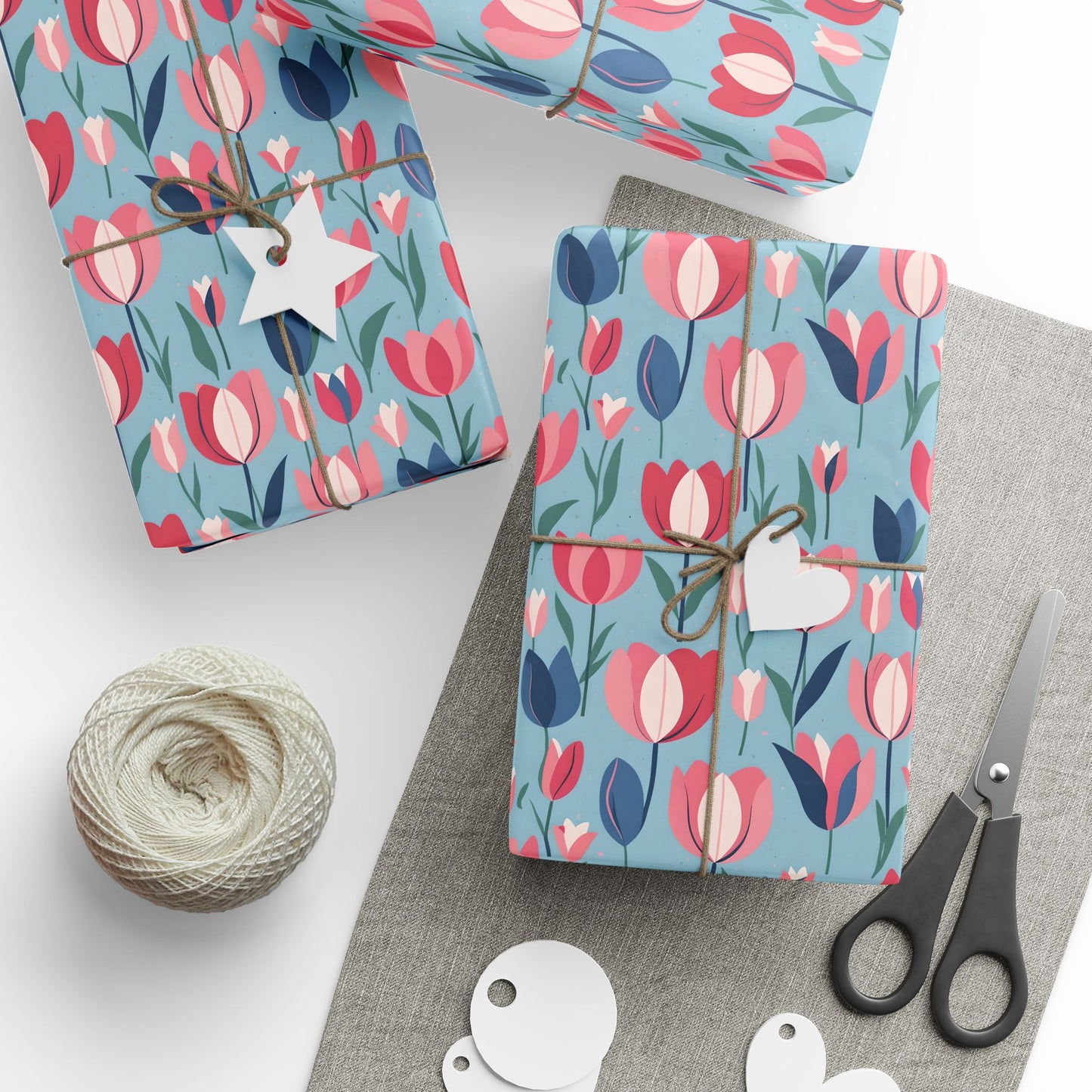 Chic Blue Tulip Wrapping Paper