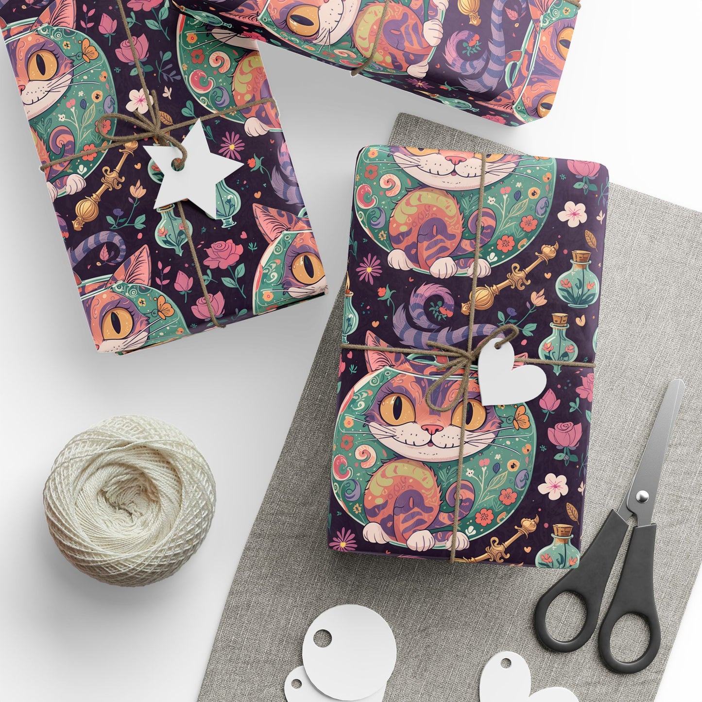 Funky Cheshire Cat Design for Gift Wrapping