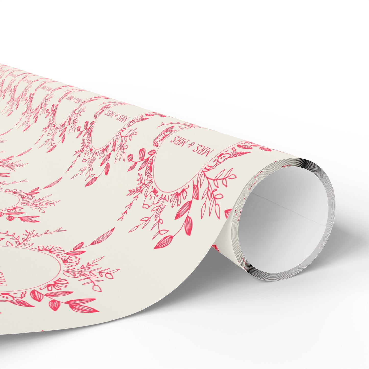 Charming Mrs & Mrs Pink and White Wrapping Paper