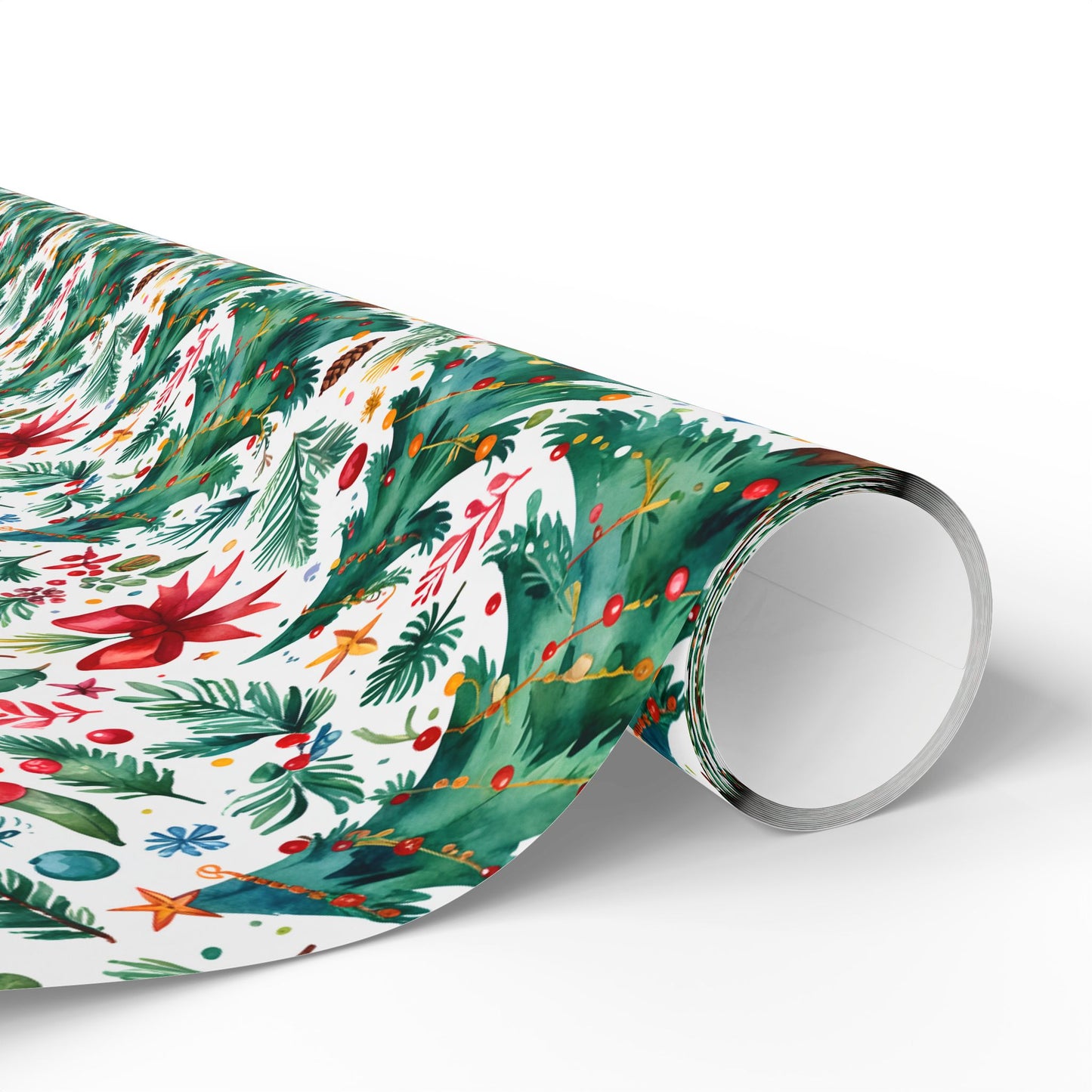 Merry & Bright Botanicals – Watercolor Tree & Garland Wrapping Paper