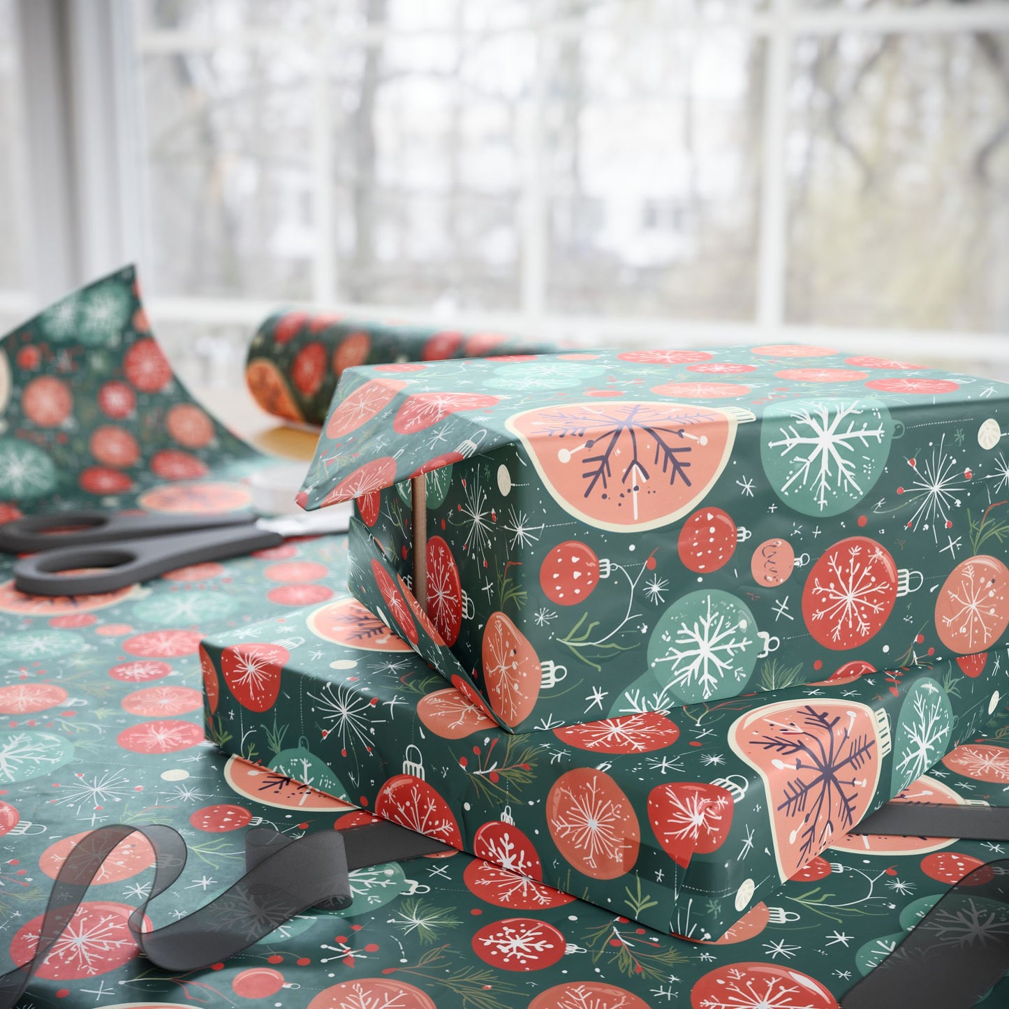 Holly Jolly Frost – Vintage Ornament Wrapping Paper