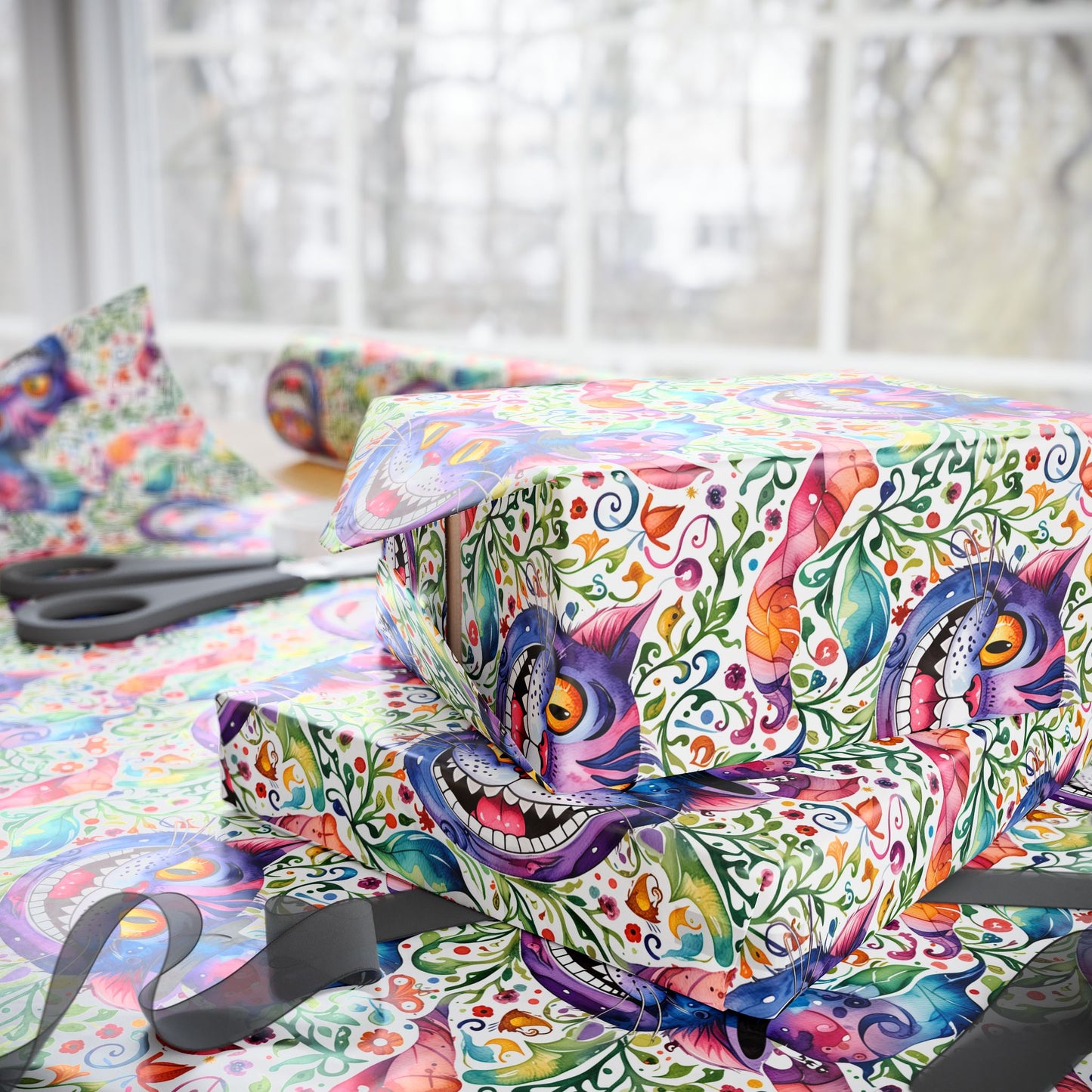 Colorful Cheshire Cat Wrapping Paper