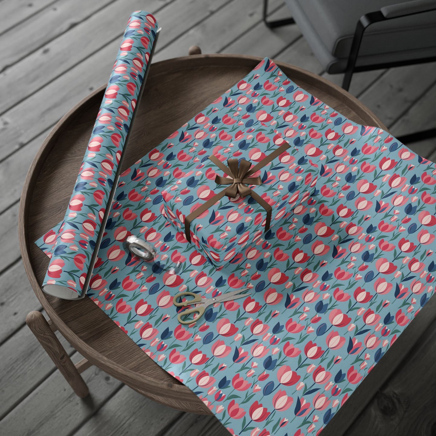 Chic Blue Tulip Wrapping Paper