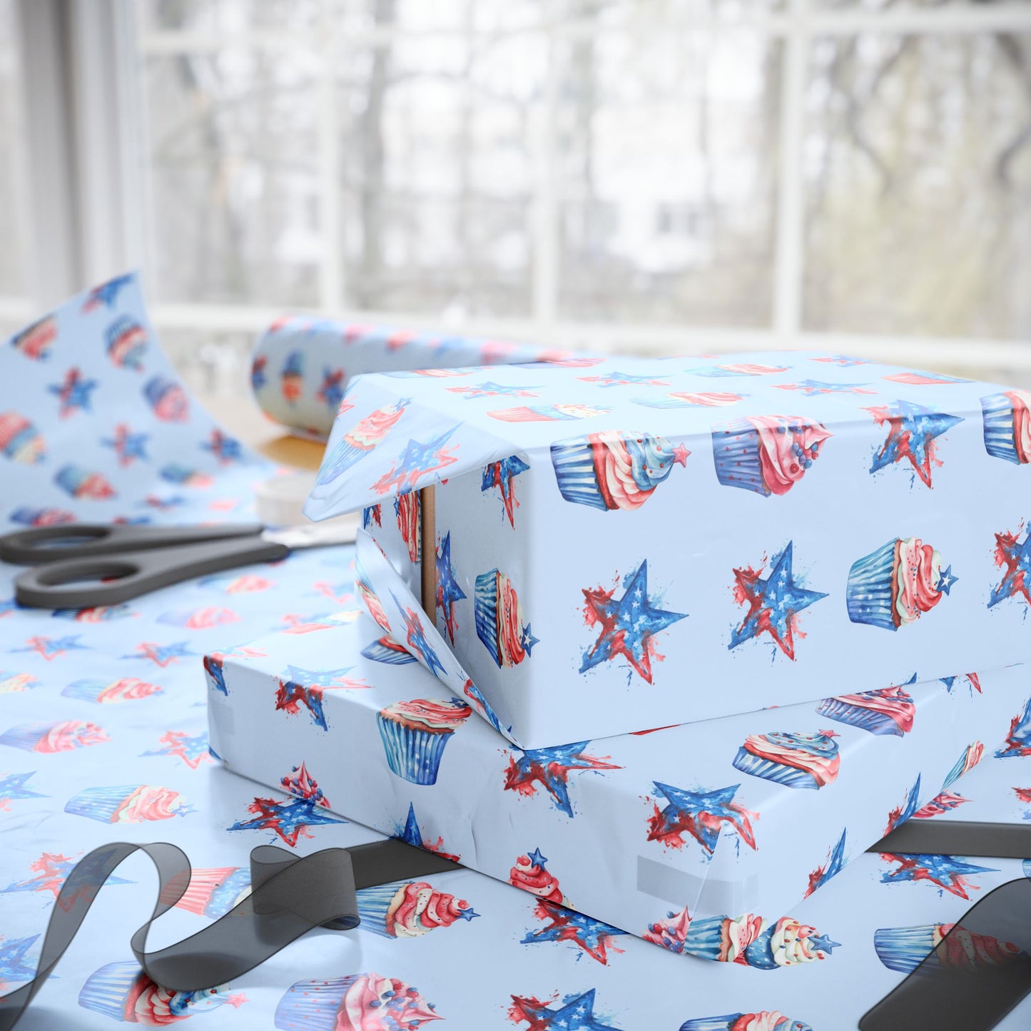 Patriotic Cupcake Wrapping Paper