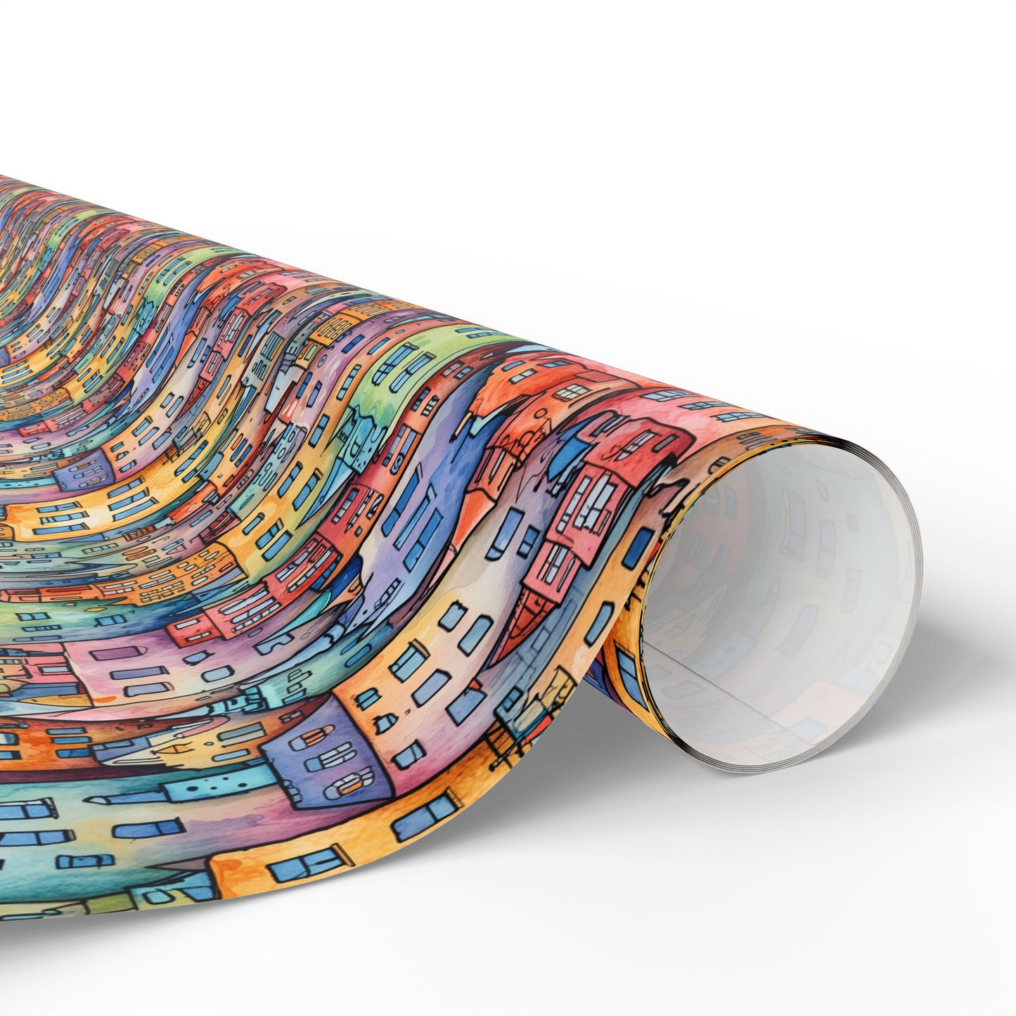Colorful Pastel Cityscape Wrapping Paper
