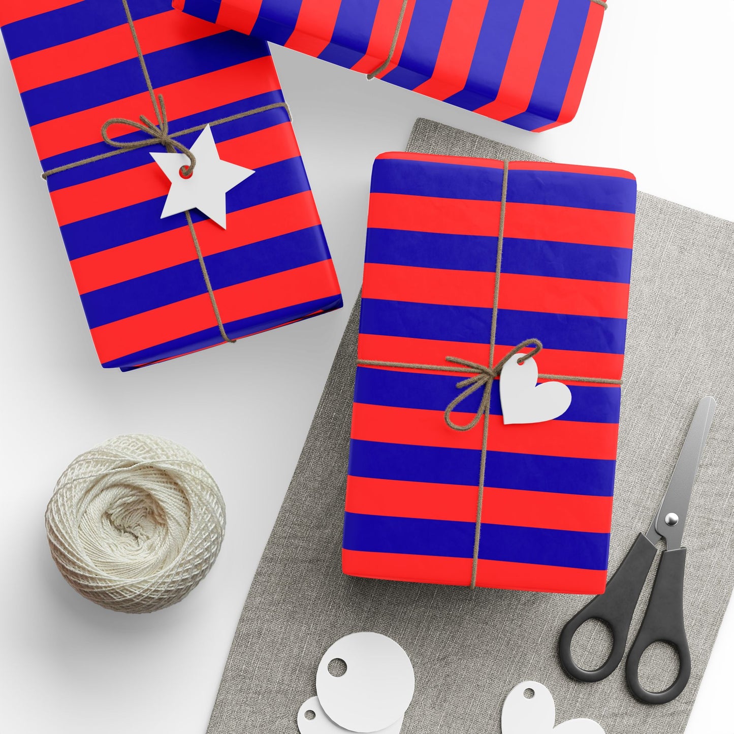 Stripe Hype – Bold Red & Blue Graphic Stripe Wrapping Paper