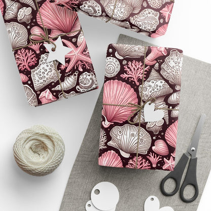 Pink Seashell Beach Theme Wrapping Paper