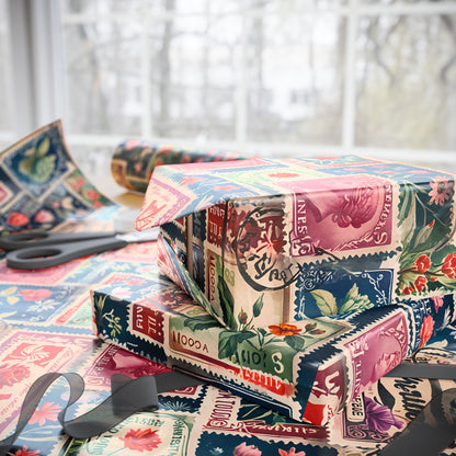 Love Stamps Gift Wrap for Valentine's Packages
