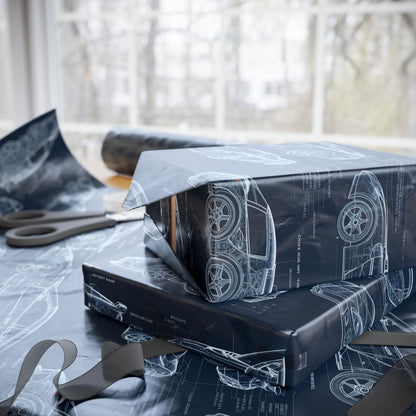 Car Blueprint Wrapping Paper