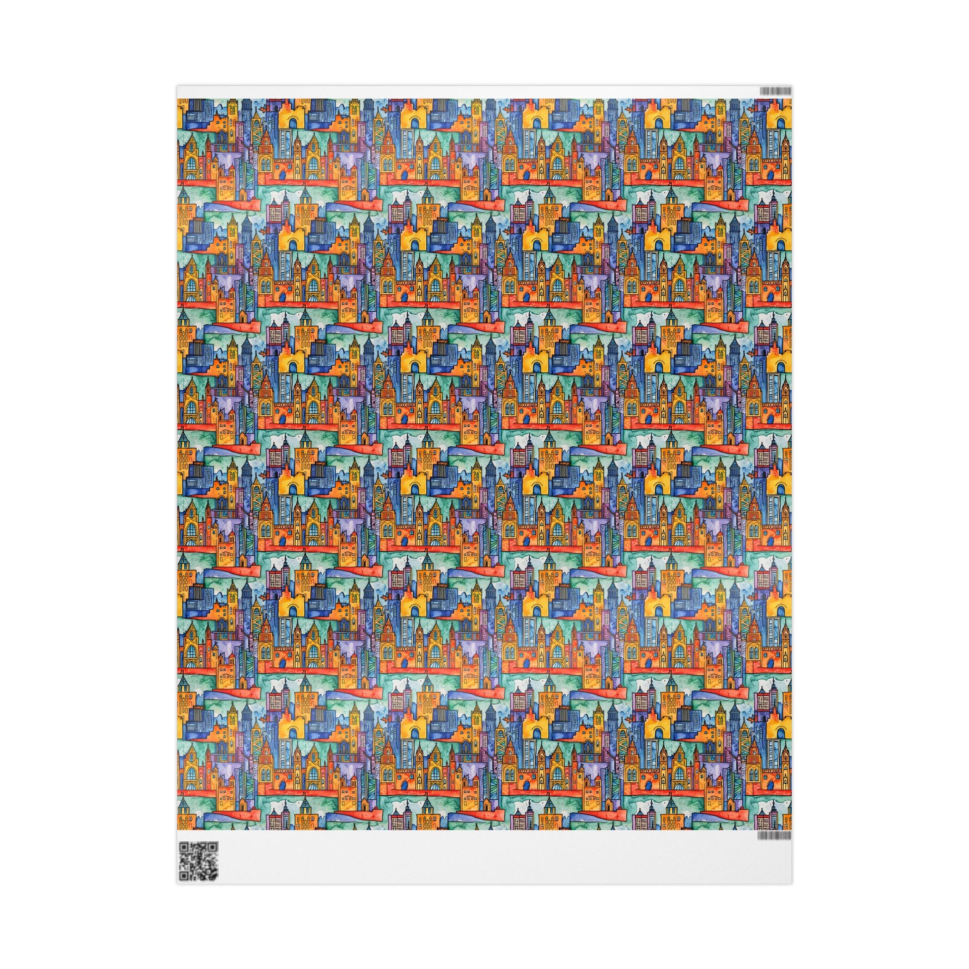 Vibrant Cityscape Wrapping Paper - Festive Gift Wrap