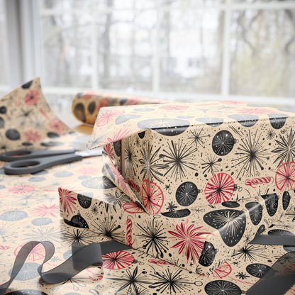 Atomic Tinsel Twist – Mid - Century Ornament Wrapping Paper
