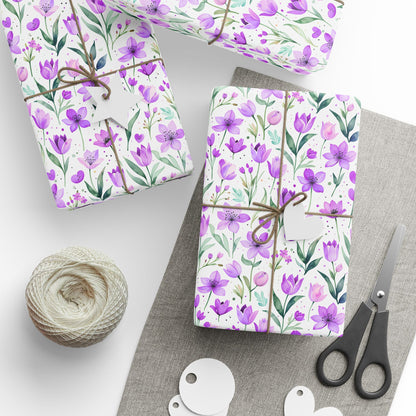Purple Floral Gift Wrap Rolls