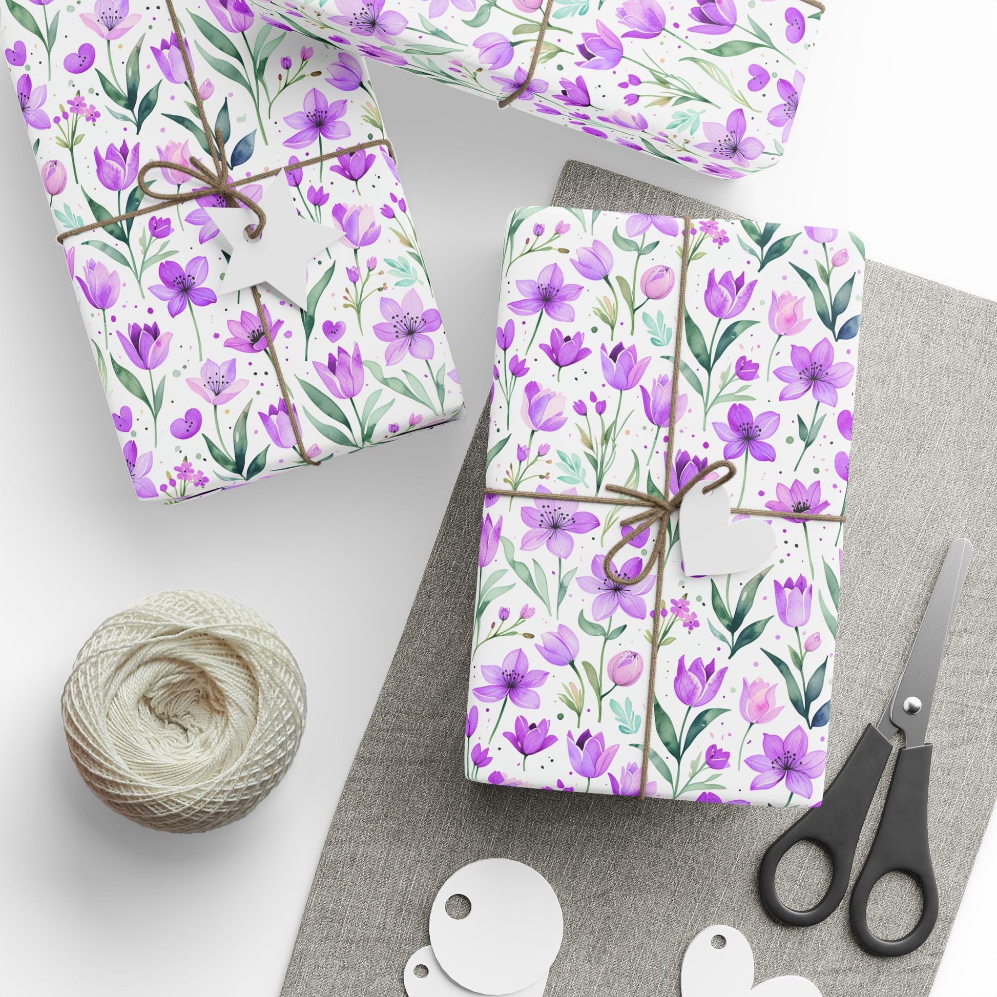 Purple Floral Gift Wrap Rolls