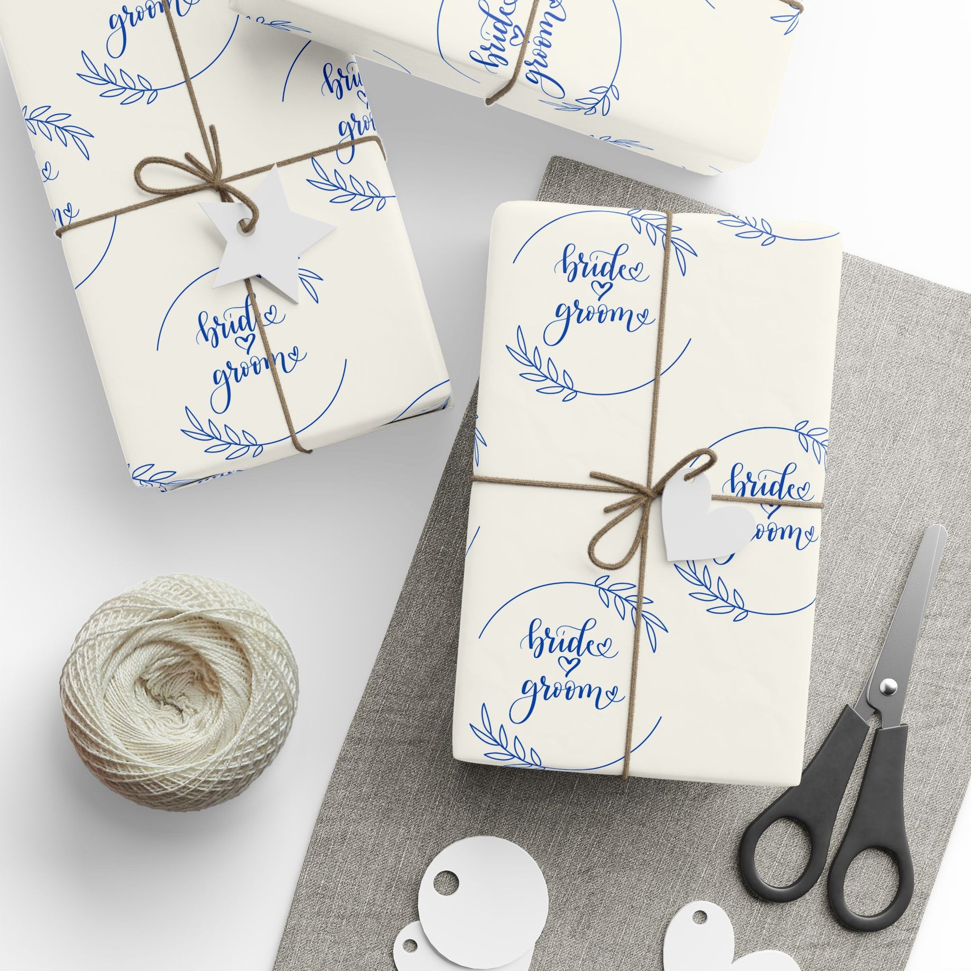 Bride & Groom Gift Wrap in Blue