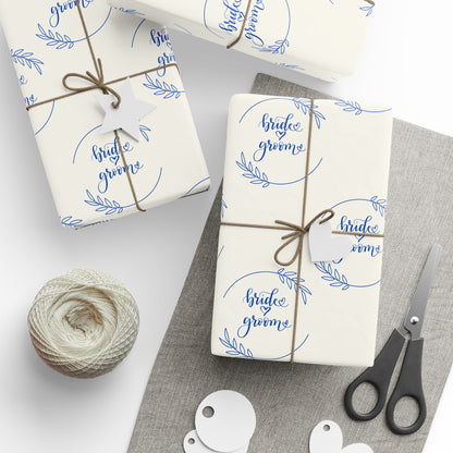 Bride & Groom Gift Wrap in Blue
