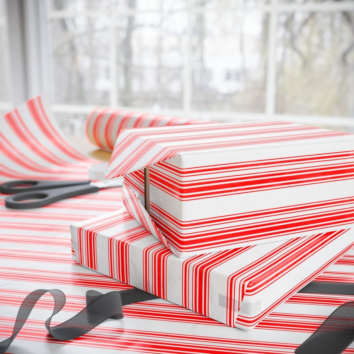 Peppermint Parade – Red & White Striped Wrapping Paper