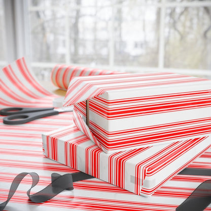 Peppermint Parade – Red & White Striped Wrapping Paper