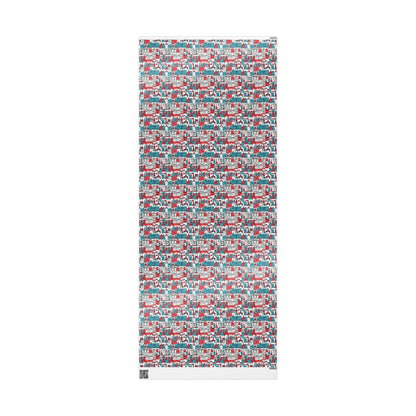 Wrapping Papers: Colorful Blue & Red Abstract Cityscape