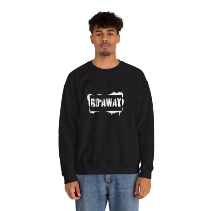 Crewneck Sweatshirt - 'Go Away' Stencil Graphic Cozy Pullover