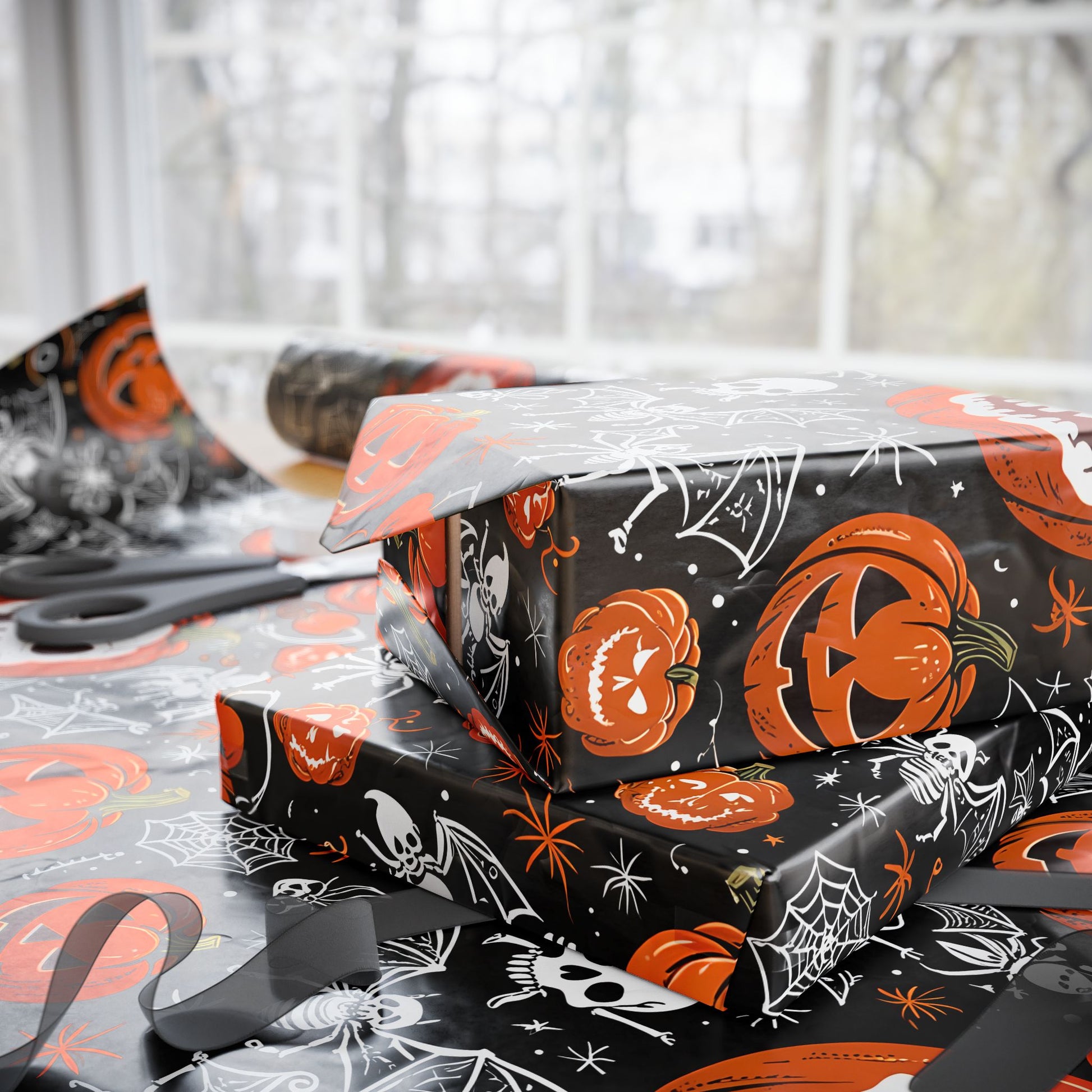 Black & Orange Halloween Wrapping Paper