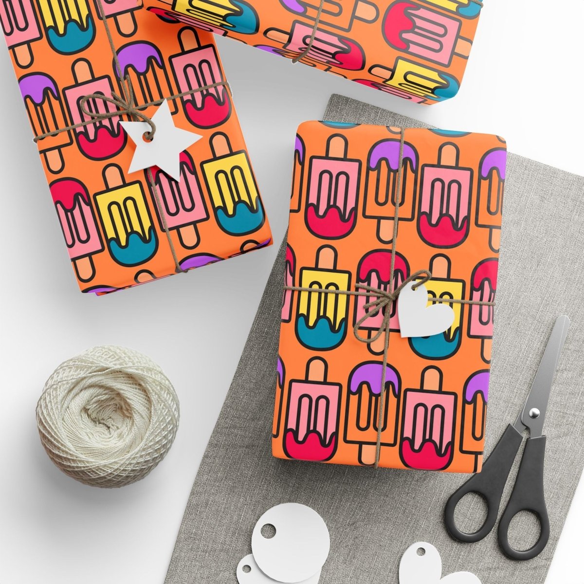 Colorful Orange Popsicle Wrapping Paper