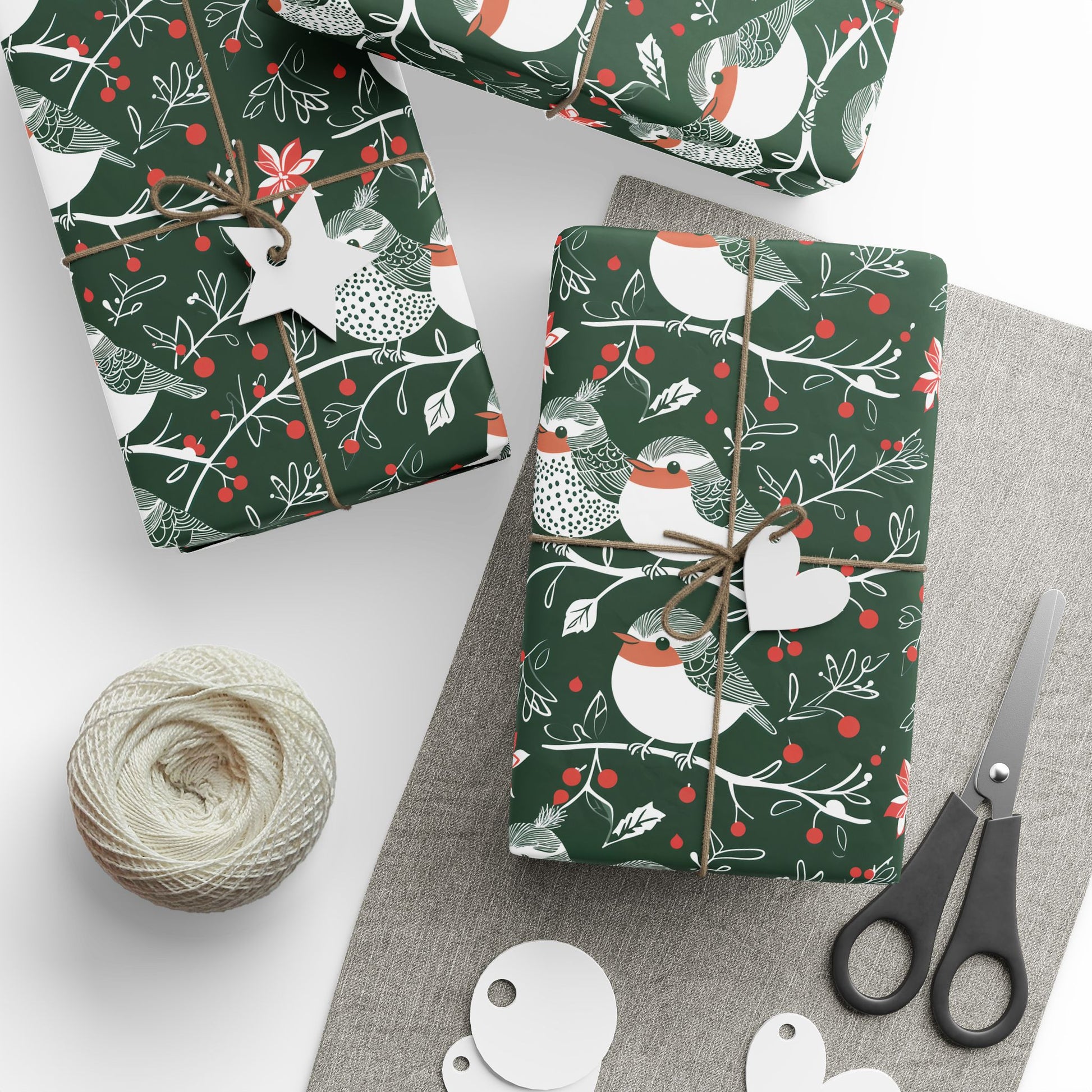 Chirp & Cheer – Festive Birds & Berries Christmas Wrapping Paper