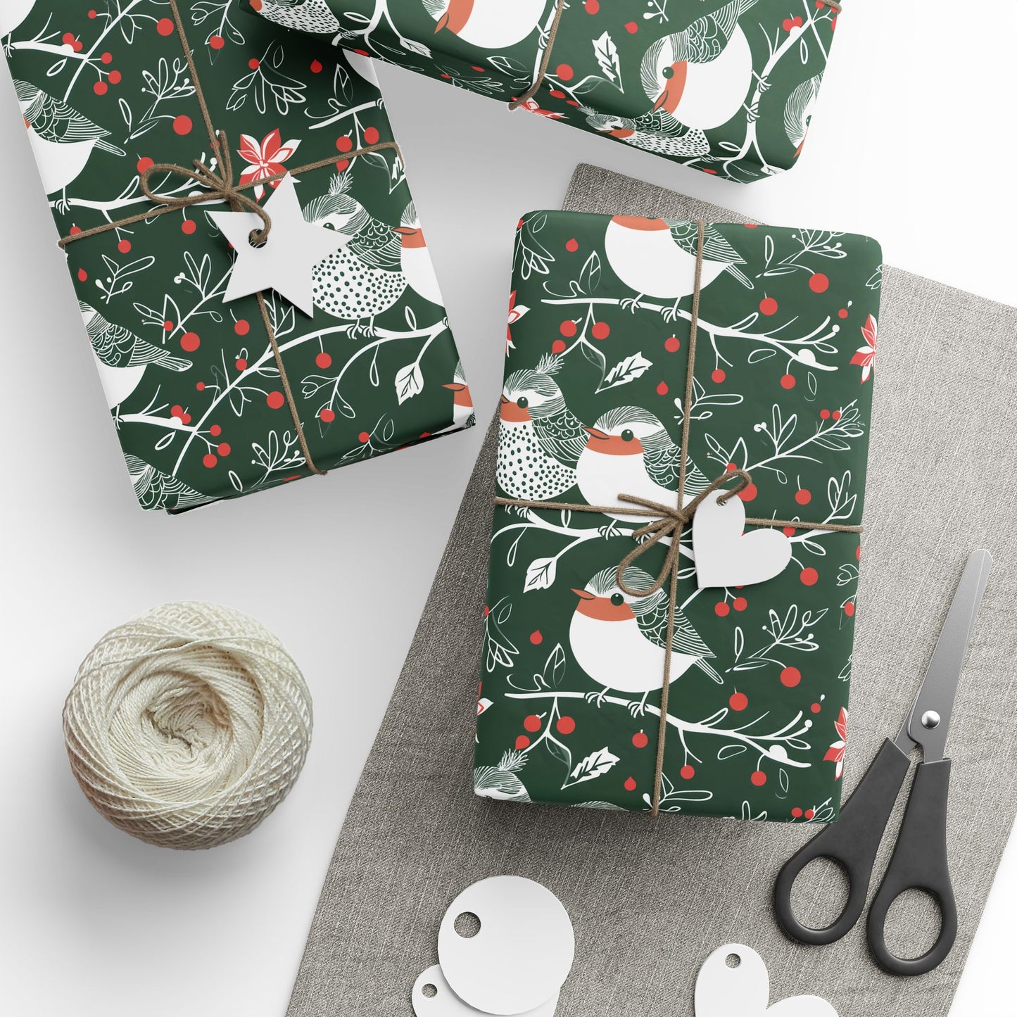 Chirp & Cheer – Festive Birds & Berries Christmas Wrapping Paper
