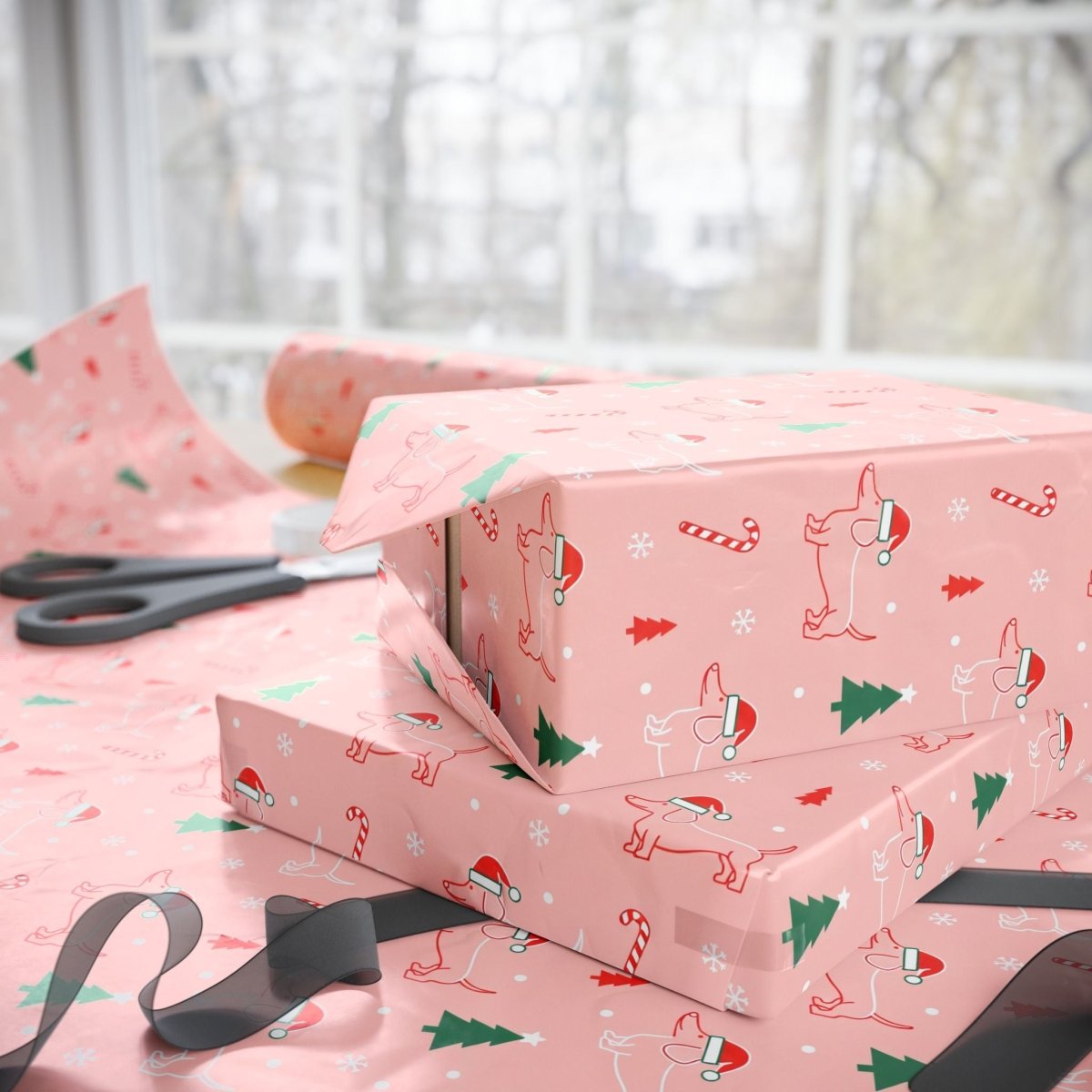 Pinkmas Paws — Santa Dachshund Christmas Wrapping Paper