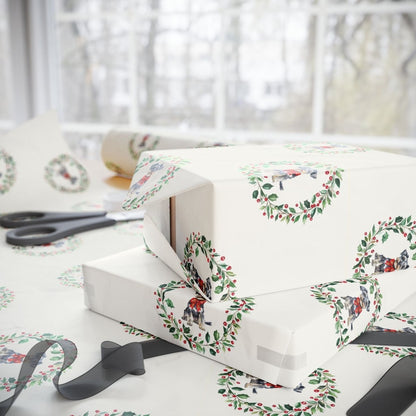 Paw - liday Wreaths & Wags – Schnauzer Christmas Wrapping Paper
