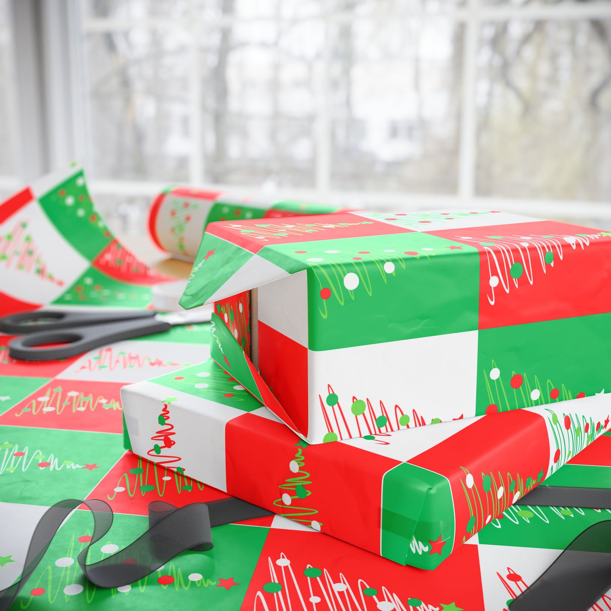 Pop - Tinsel Trees – Modern Graphic Christmas Wrapping Paper