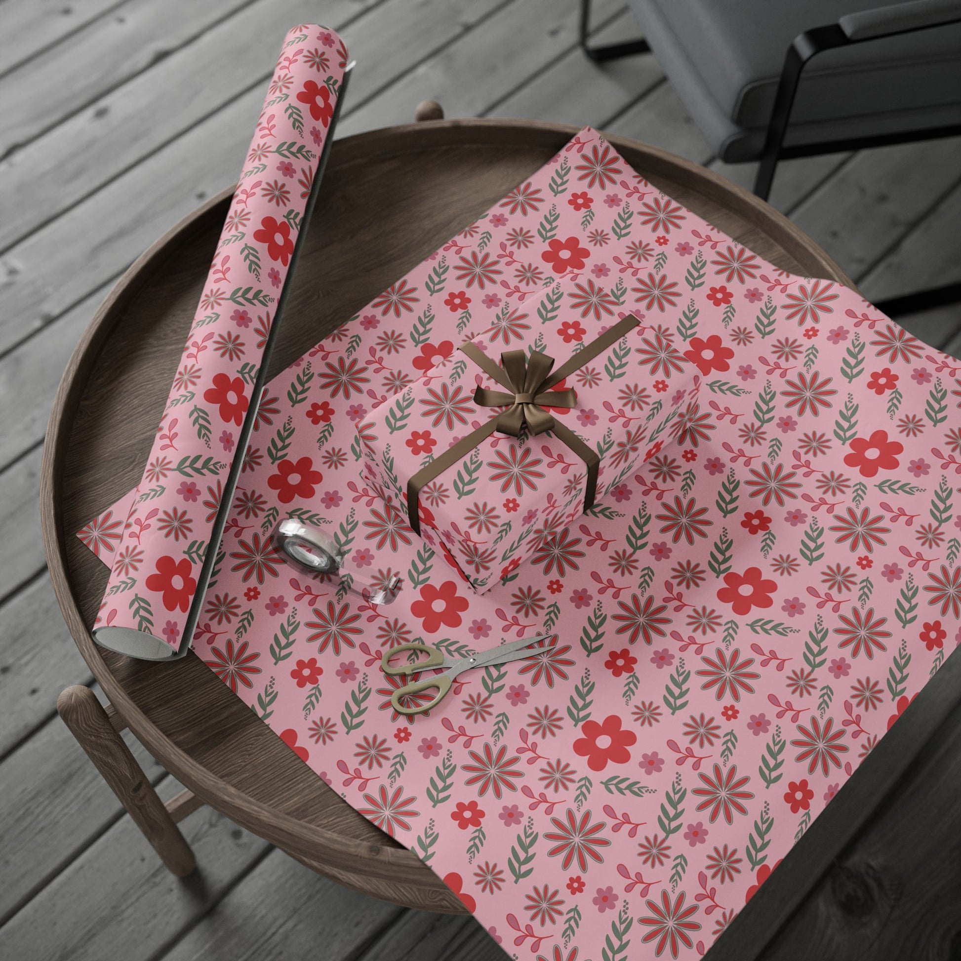 Pink Blossom Vintage Floral Wrapping Paper