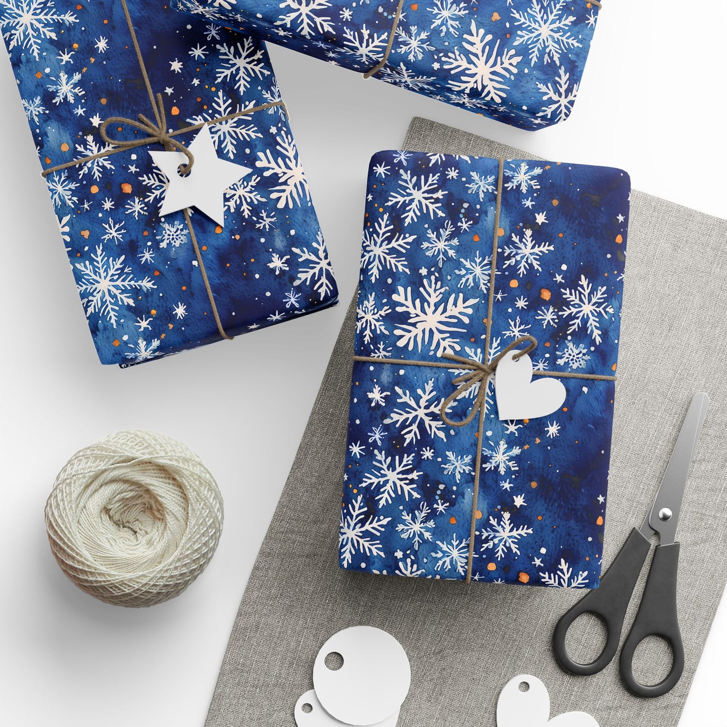 Snow Dazed – Midnight Blue Snowflake Wrapping Paper