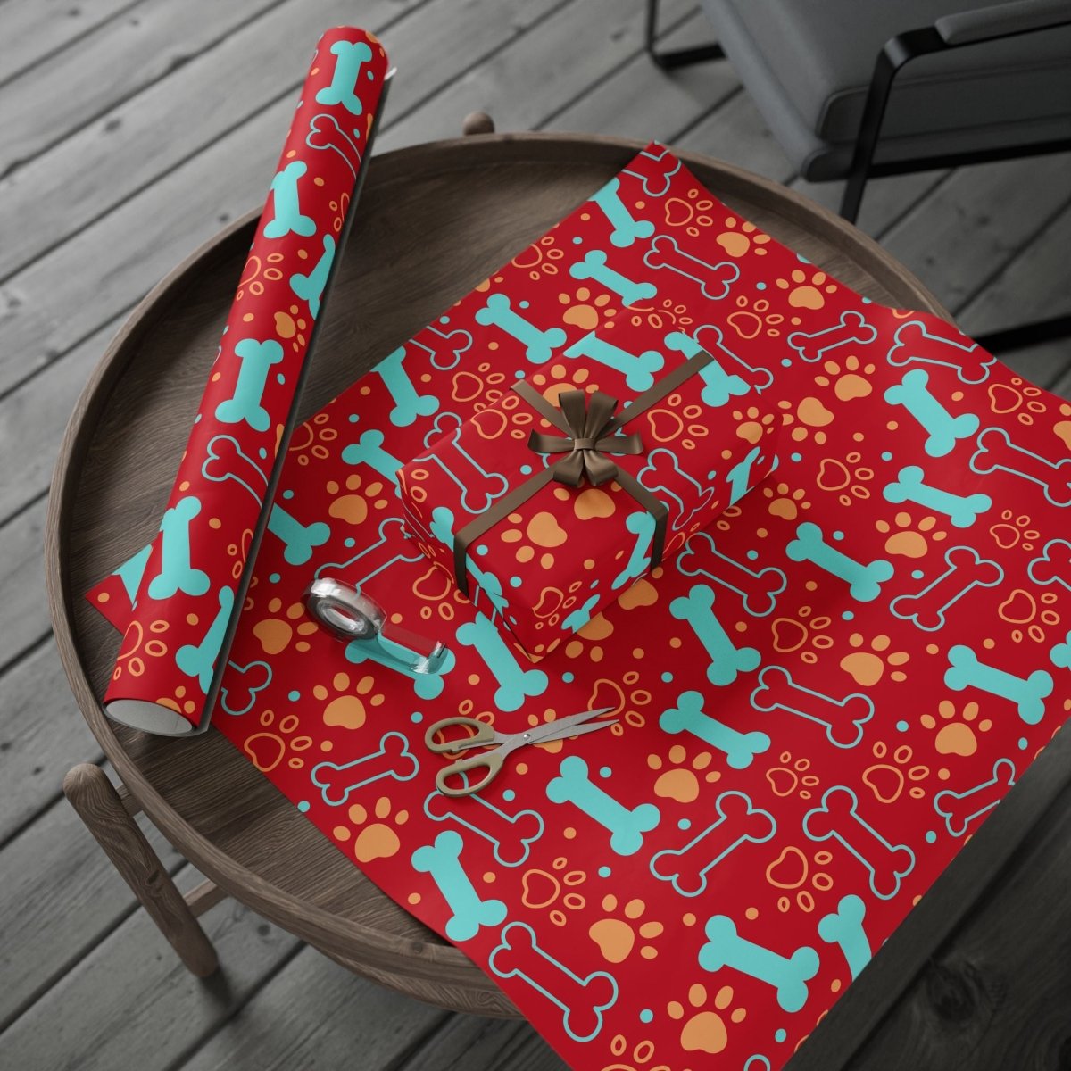 Fetchingly Fun Dog Bone Gift Wrap in Vibrant Red
