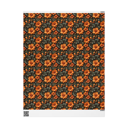 Vintage Orange Floral Wrapping Paper