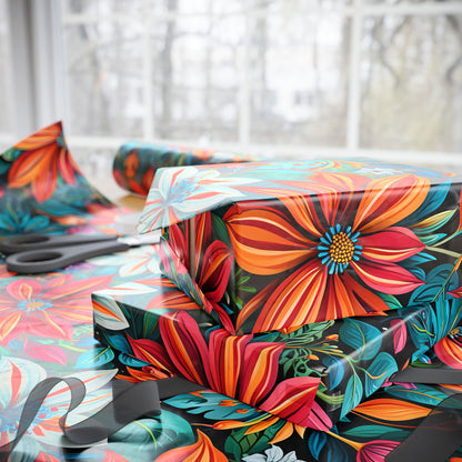 Botanical Bright Floral Design Gift Wrap for Birthdays