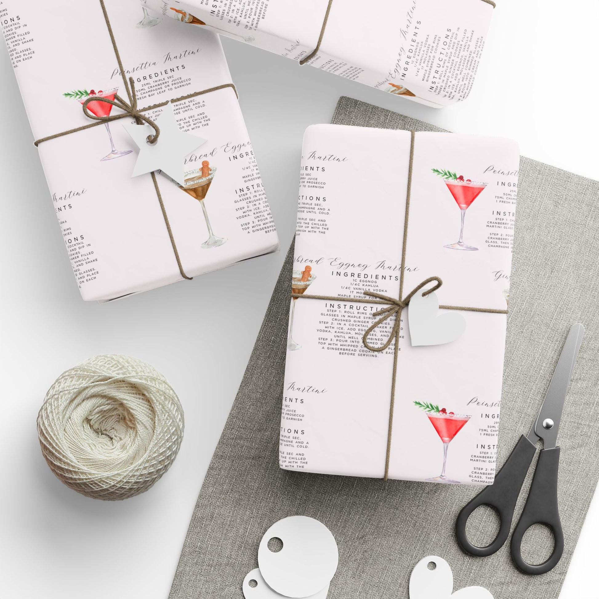 Tipsy Tinsel & Toasty Tid­ings - Cocktail Recipe - Print Wrapping Paper