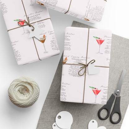 Tipsy Tinsel & Toasty Tid­ings - Cocktail Recipe - Print Wrapping Paper