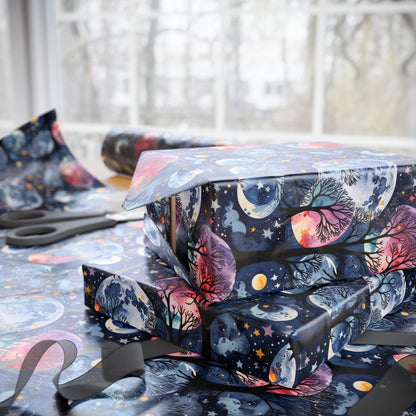 Celestial Universe Wrapping Paper - Cosmic Gift Wrap, Starry Night Packaging, Space Theme, Holiday Gift Wrap, Birthday Wrap