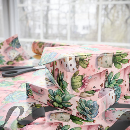 Pink Succulent Plant Gift Wrap