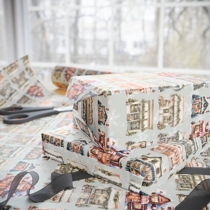 Holiday High Street – Quaint Christmas Village Shop Wrapping Paper