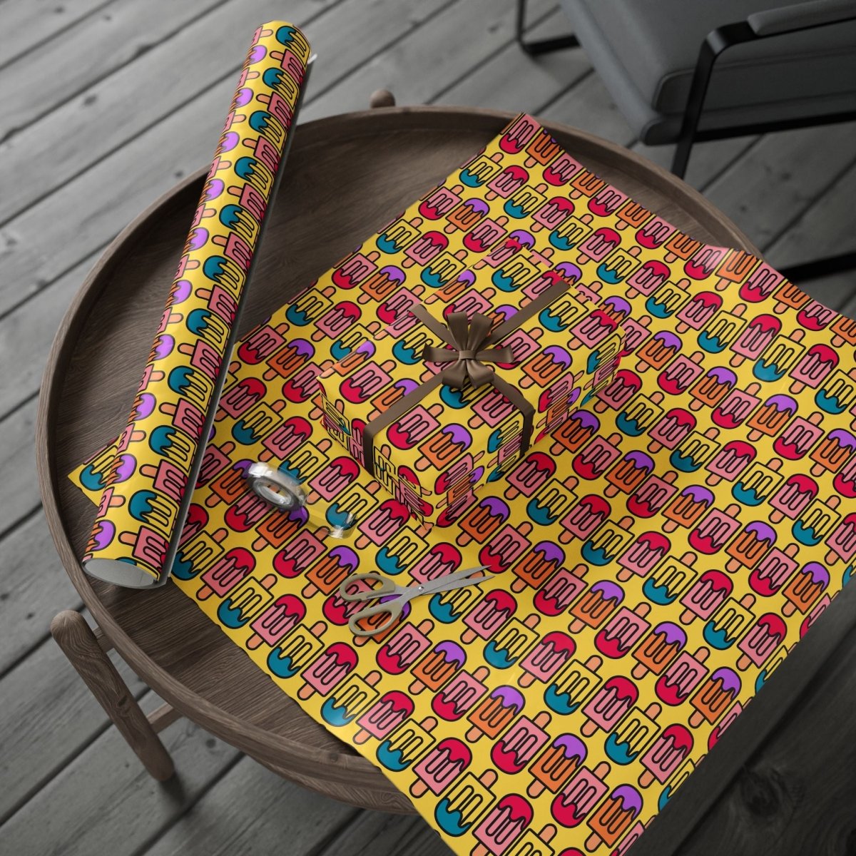 Colorful Yellow Popsicle Wrapping Paper