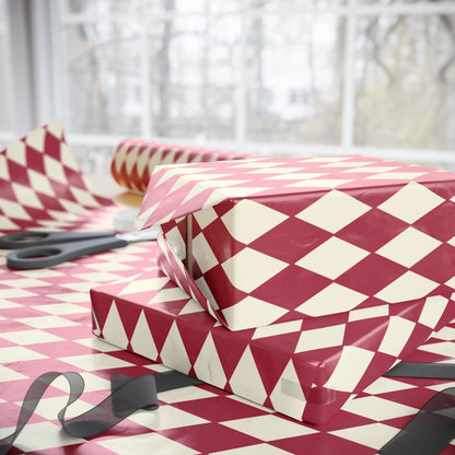 Crimson Harlequin Charm – Classic Diamond Wrapping Paper