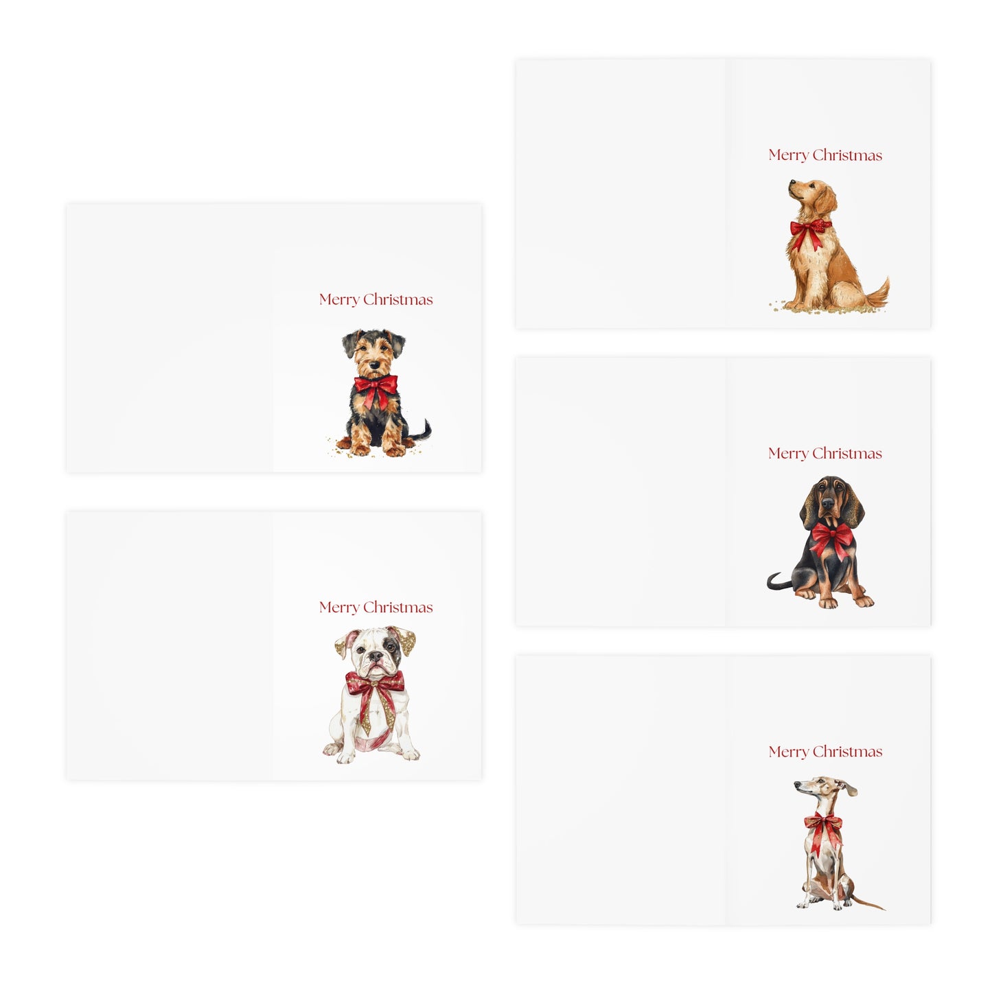 Dog Christmas Cards| Merry Christmas Greeting Cards – 25 Unique Designs | Blank Inside