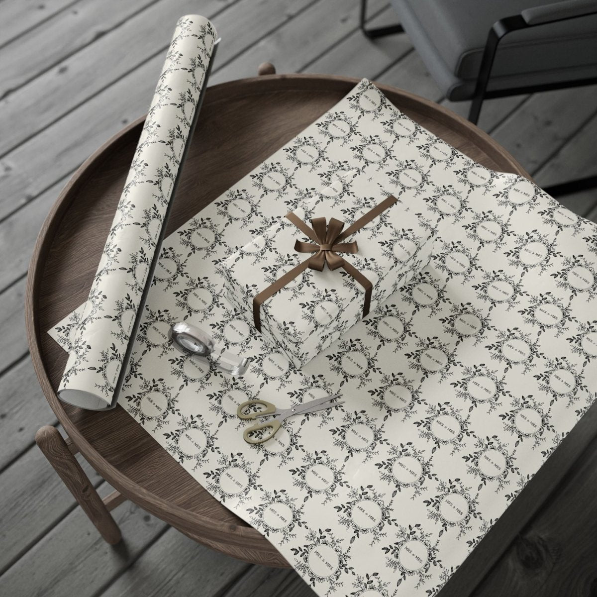 Mrs. & Mrs. Black and White Wrapping Paper Roll