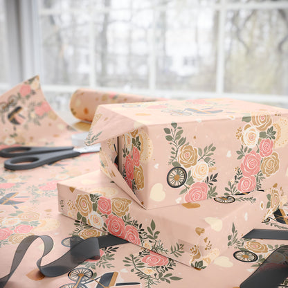 Wrapping Papers - Baby Shower Pattern with Flowers and Carriages