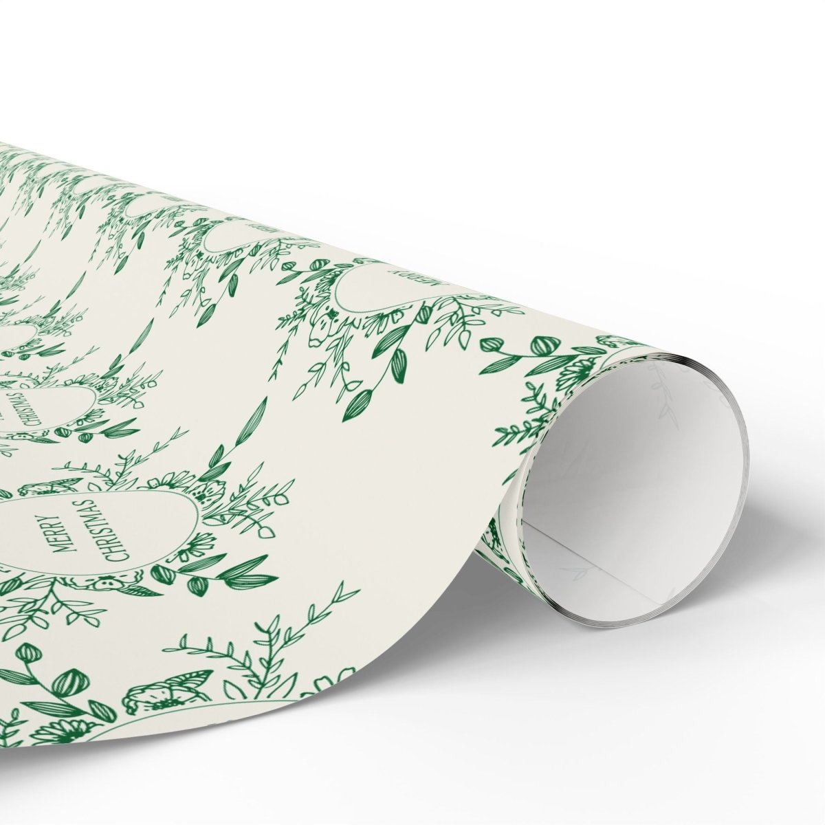 Evergreen Wreaths – Green Botanical Christmas Wrapping Paper