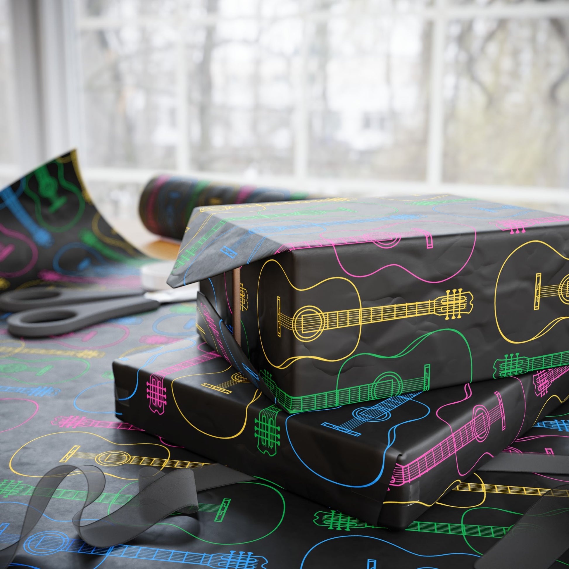 Wrapping Paper - Neon Guitar Design