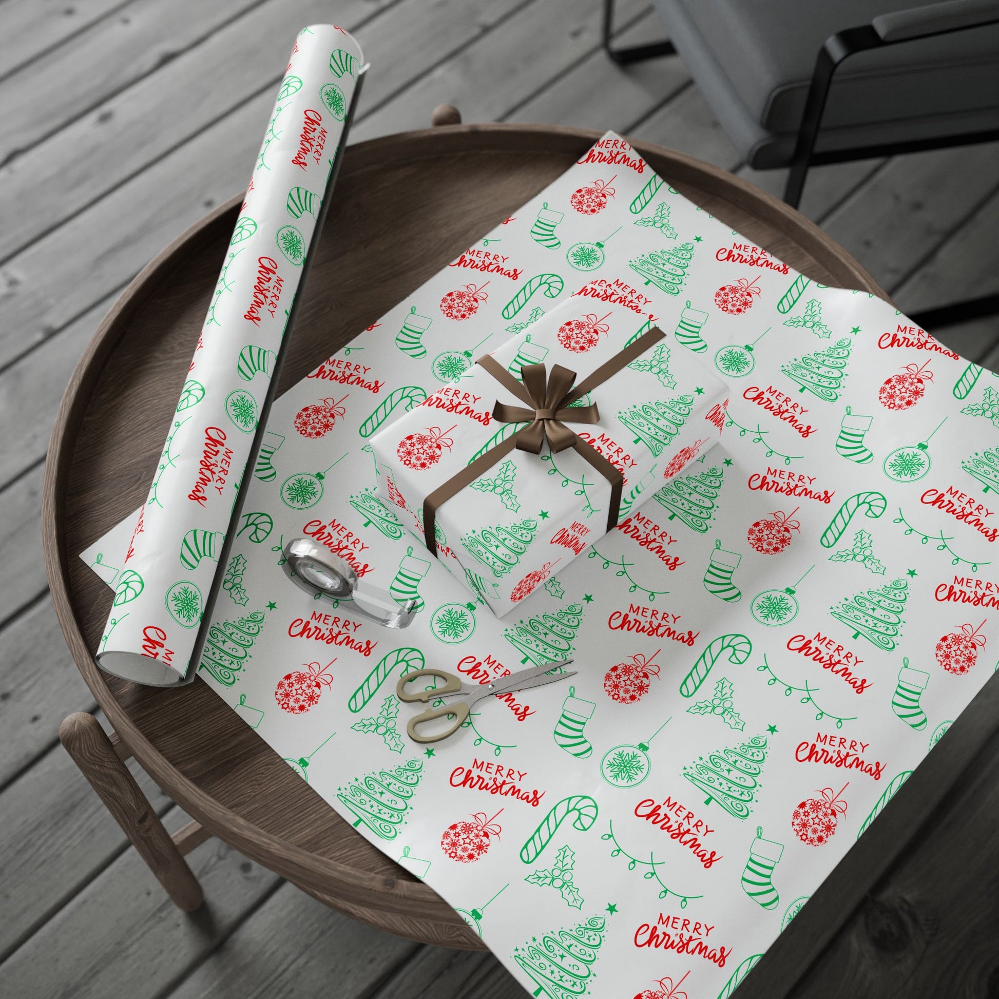Doodle All the Way – Christmas Line Art Wrapping Paper