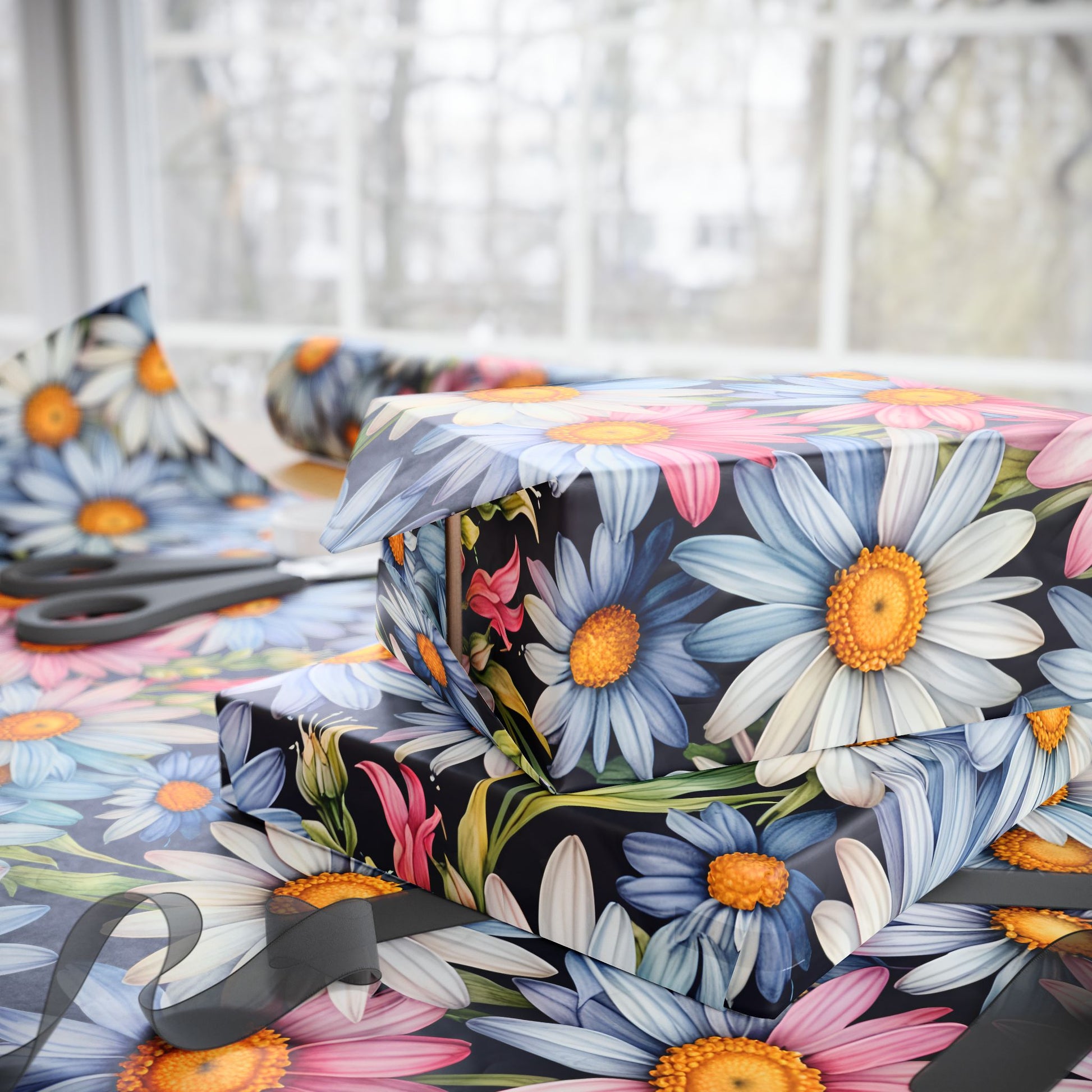 Gift Wrap - Elegant Floral Daisies