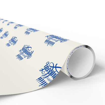 Hanukkah Blue and White Candle Wrapping Papers